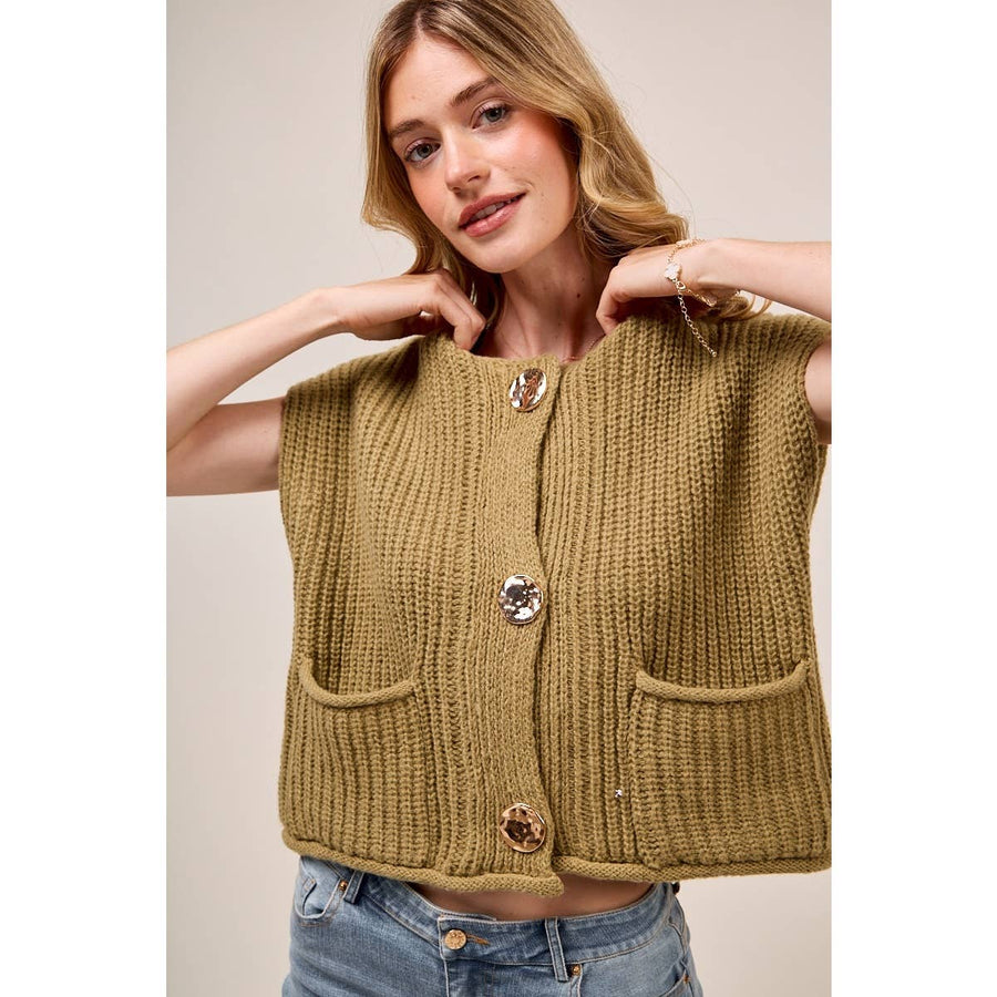 Golden Clasp Sweater Vest