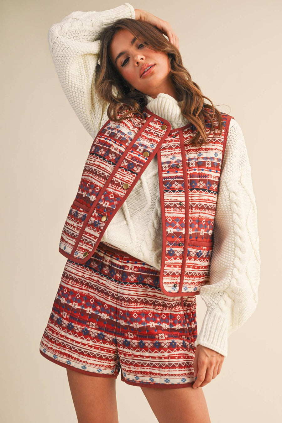 Canyon Dusk Quilted Vest & Shorts Set