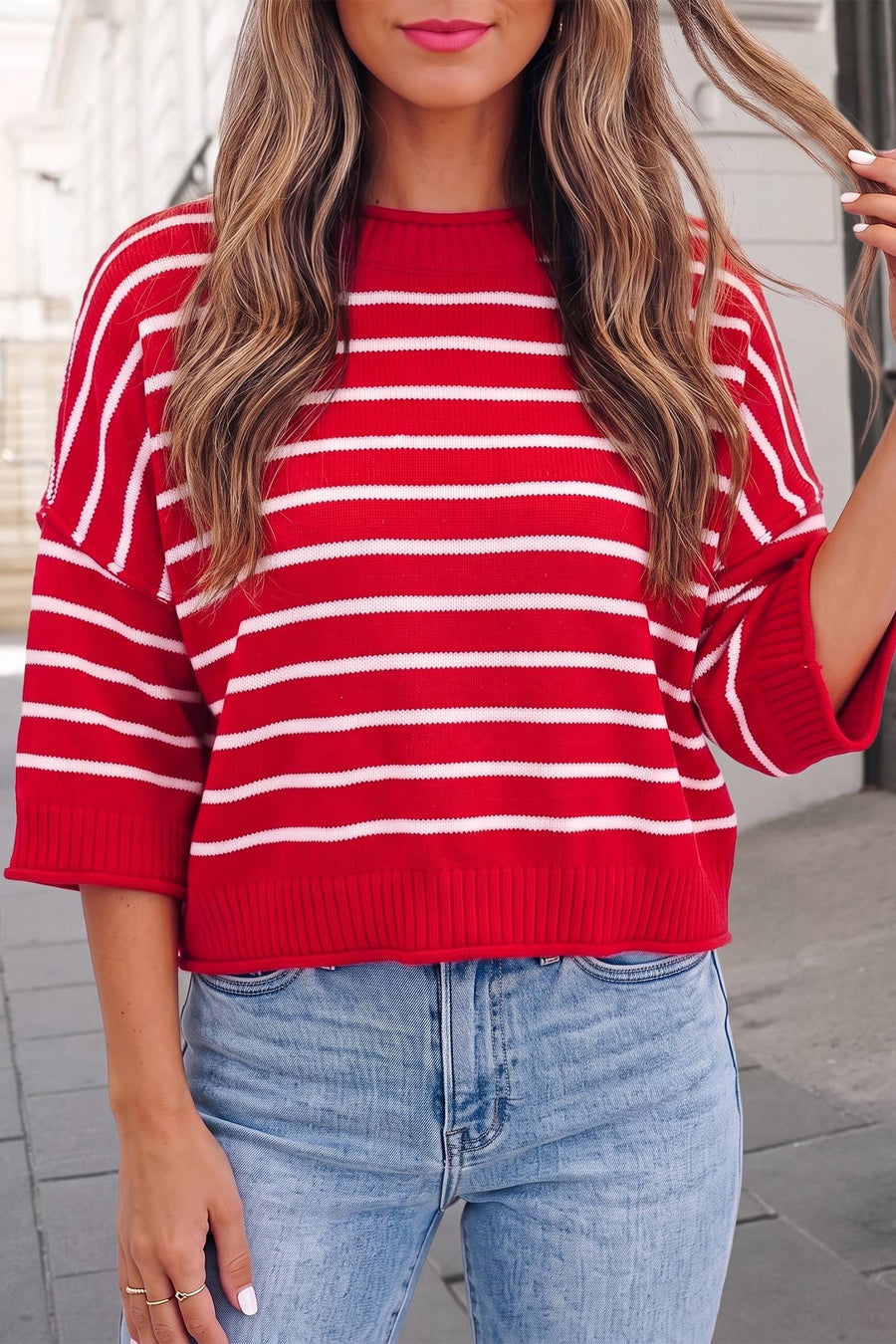 Classic Red Stripe Easy Knit
