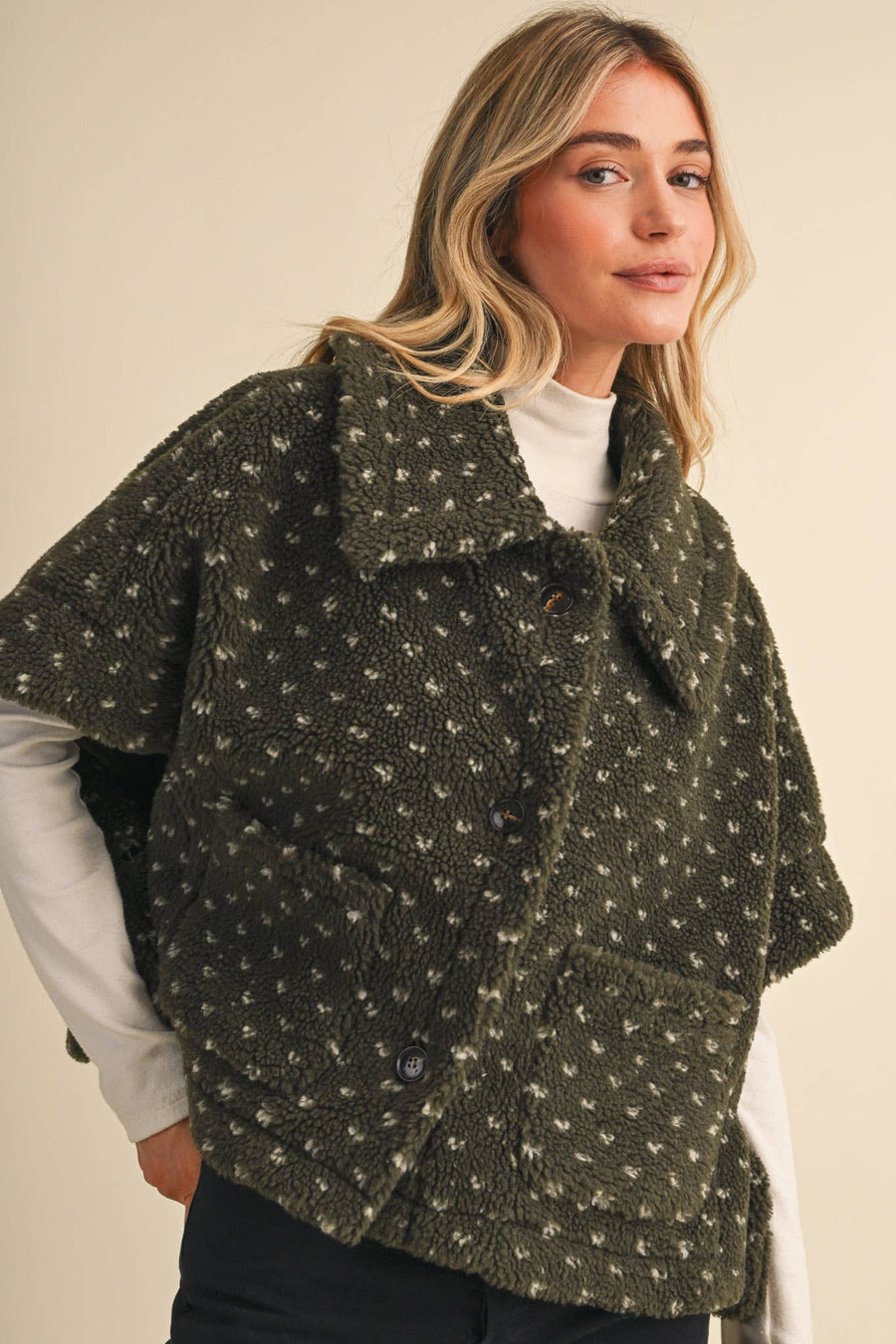 Ivory Reverie Sherpa Cape