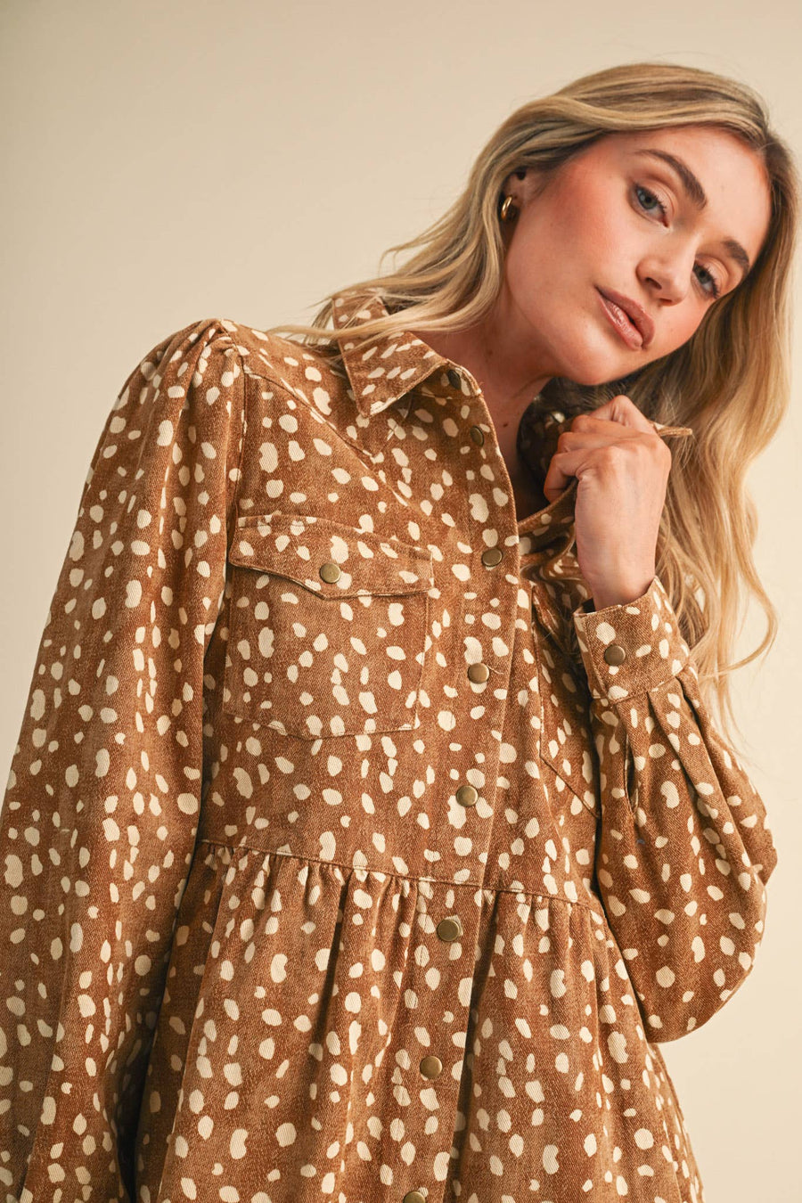 Untamed Fawn Print Denim Mini Dress