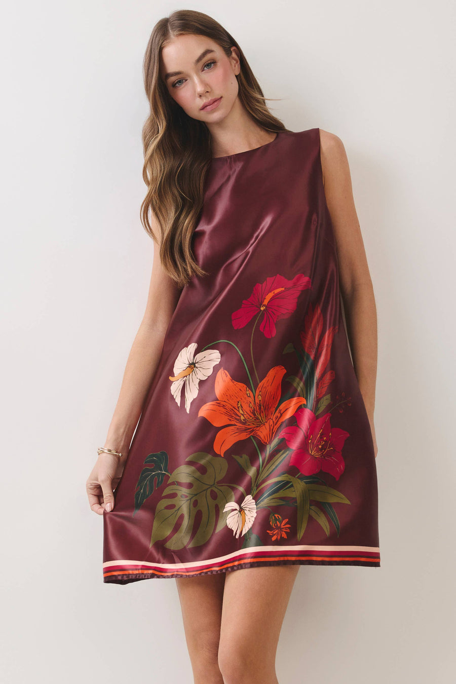 Garden's Edge Satin Mini Dress