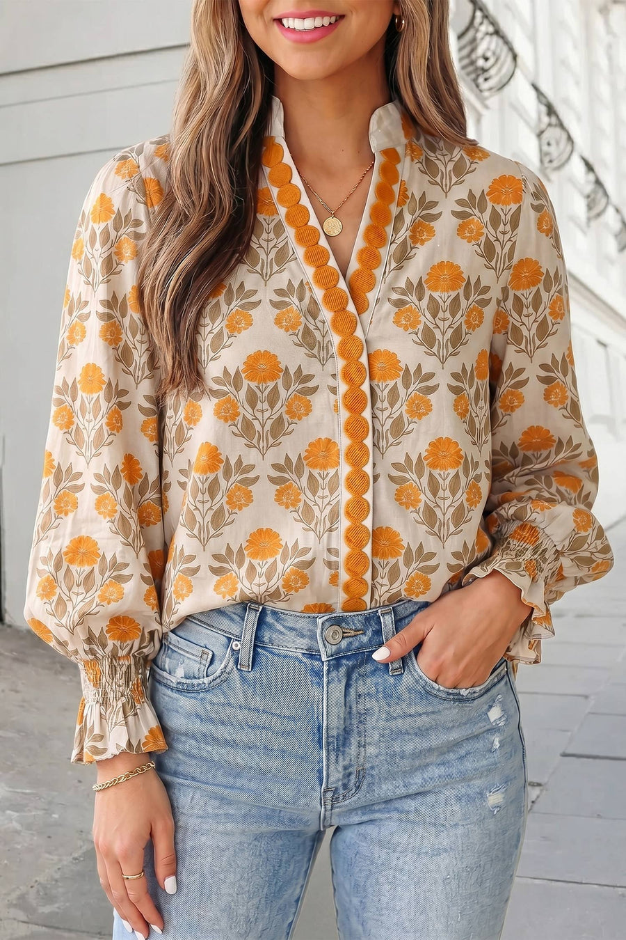 Warm Petal Relaxed Tunic Top